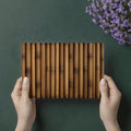Natural Vertical Bamboo Mural Wallpaper — Rustic Wood Texture Mural Wallpaper - room preview 03