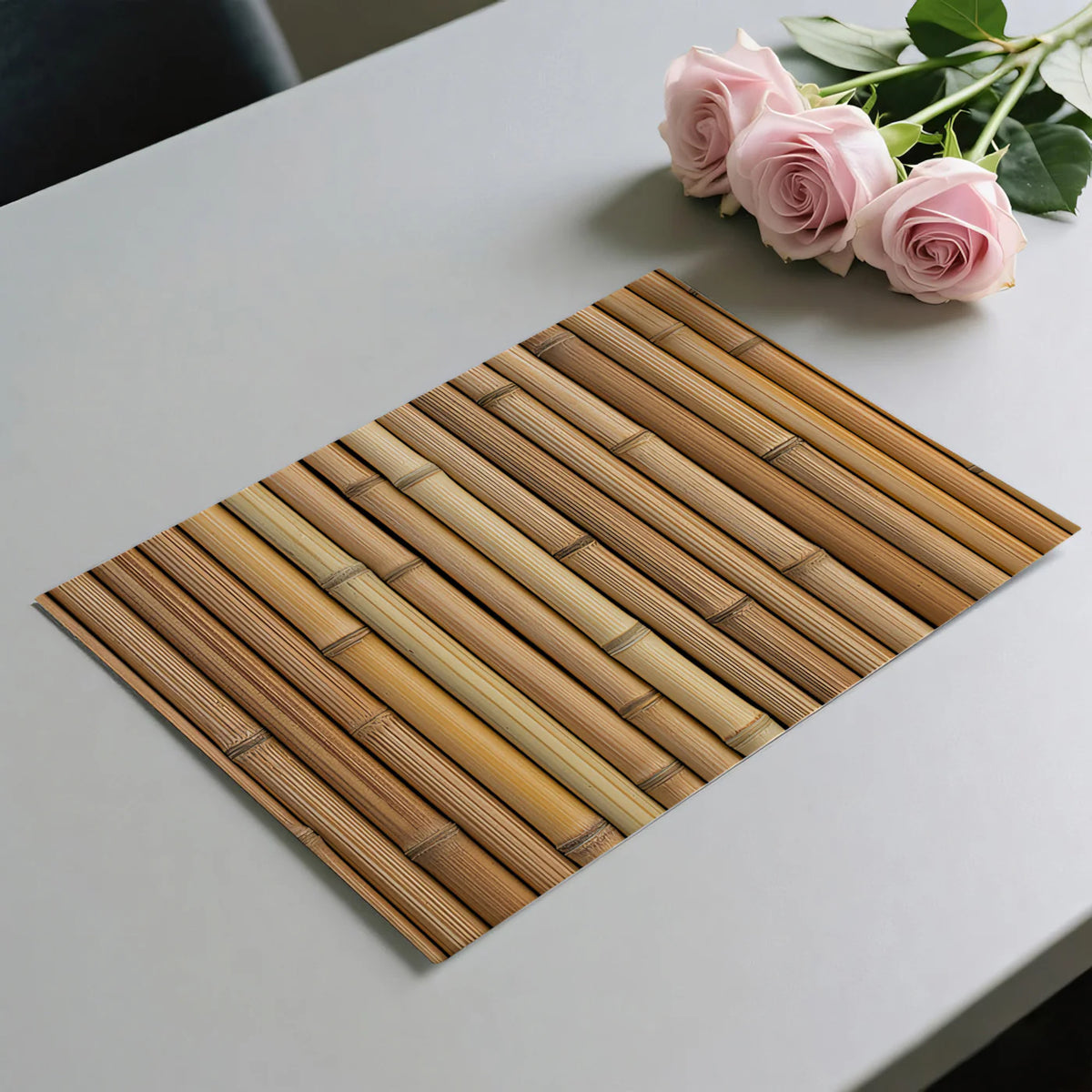 Natural Bamboo Stalks Mural Wallpaper — Minimalist Organic Pattern Mural Wallpaper - room preview 03