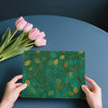 Golden Vine Botanical Mural Wallpaper — Rich Teal and Gold Pattern Mural Wallpaper - room preview 03