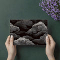Swirling Monochrome Clouds Mural Wallpaper — Artistic Sky Design Mural Wallpaper - room preview 03