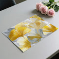 Ginkgo Leaf Mural Wallpaper — Metallic Gold and Grey Art Mural Wallpaper - room preview 03