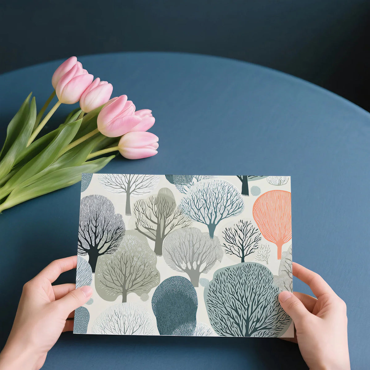 Scandinavian Woodland Mural Wallpaper — Stylized Forest Landscape Mural Wallpaper - room preview 03