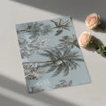 Coastal Palm Sketch Mural Wallpaper — Blue and Charcoal Line Art Mural Wallpaper - room preview 03