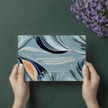 Abstract Botanical Mural Wallpaper — Teal and Orange Floral Art Mural Wallpaper - room preview 03