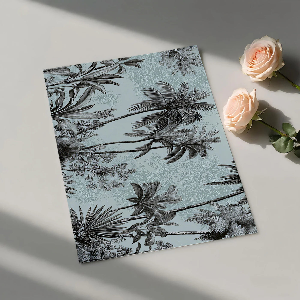 Monochrome Palm Forest Mural Wallpaper — Botanical Line Art Mural Wallpaper - room preview 03