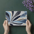Abstract Botanical Mural Wallpaper — Modern Blue and Ochre Floral Mural Wallpaper - room preview 03