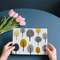 Autumn Grove Mural Wallpaper — Modern Mid-Century Tree Pattern Mural Wallpaper - room preview 03