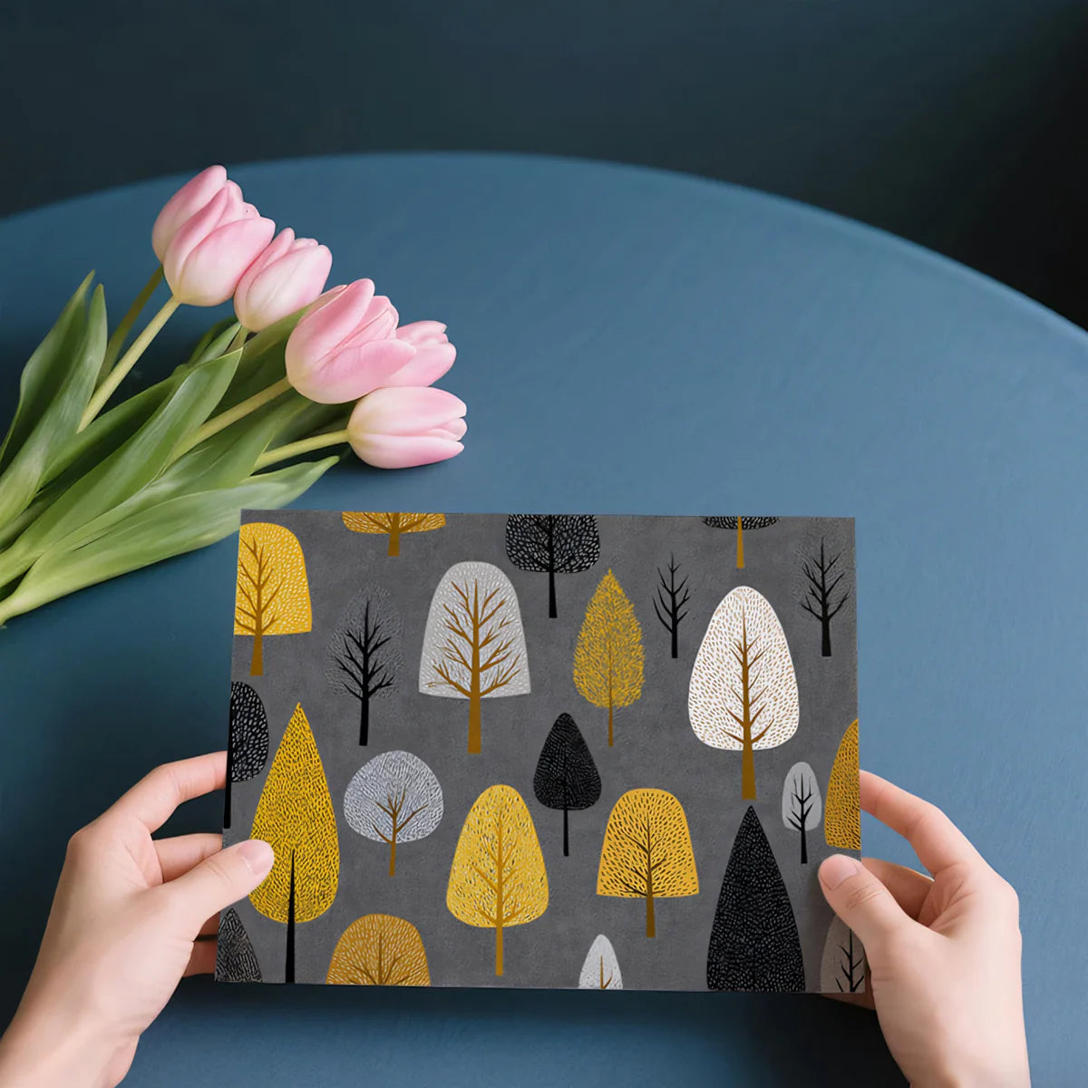 Autumn Grove Mural Wallpaper — Modern Scandinavian Forest Design Mural Wallpaper - room preview 03