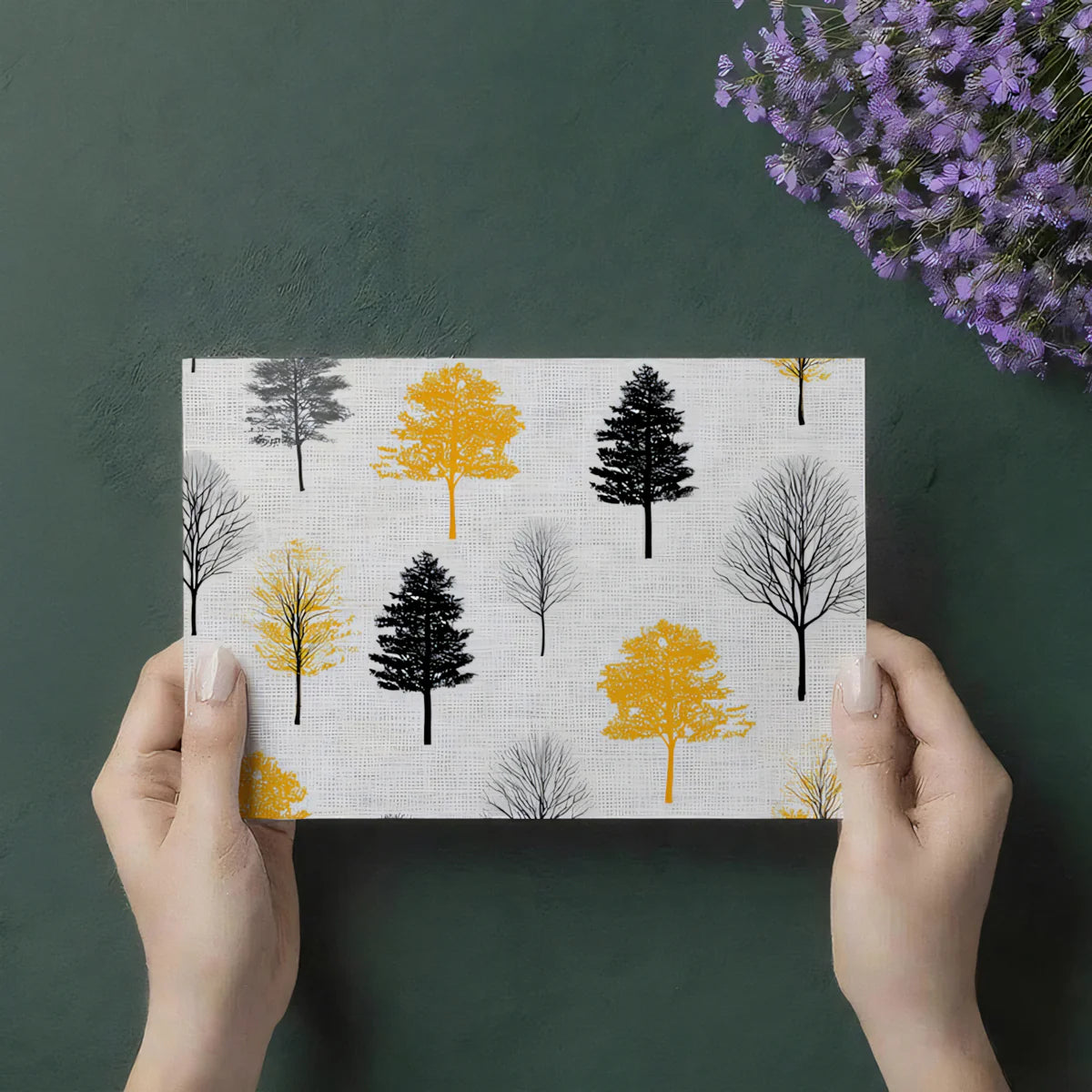 Abstract Autumn Trees Mural Wallpaper — Modern Graphic Forest Mural Wallpaper - room preview 03