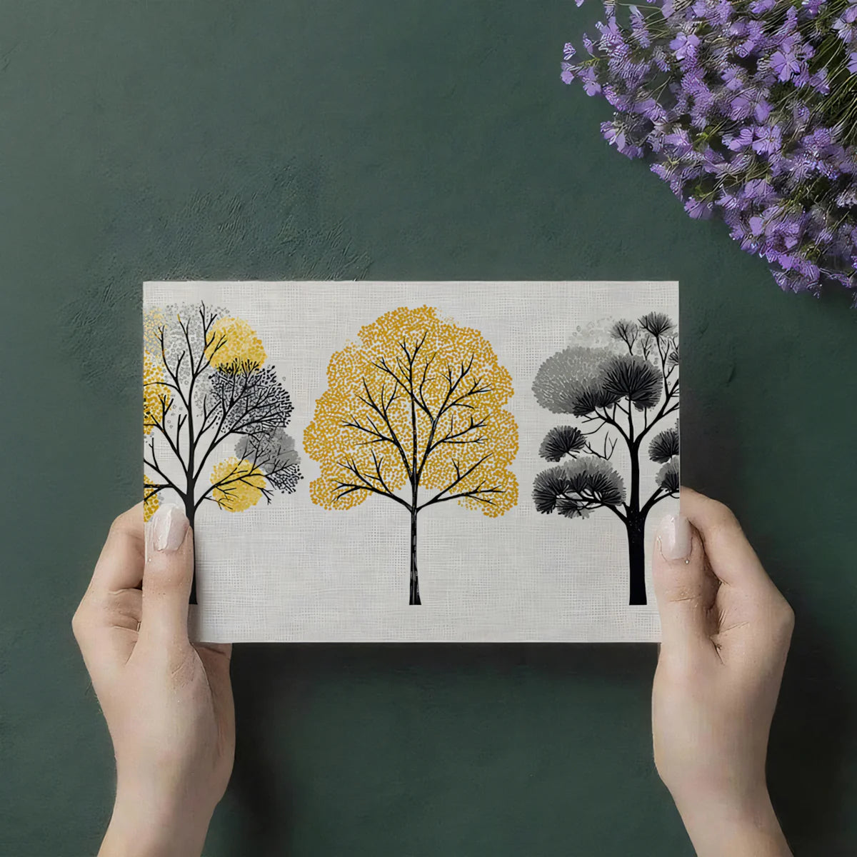 Abstract Autumn Forest Mural Wallpaper — Modern Graphic Trees Mural Wallpaper - room preview 03