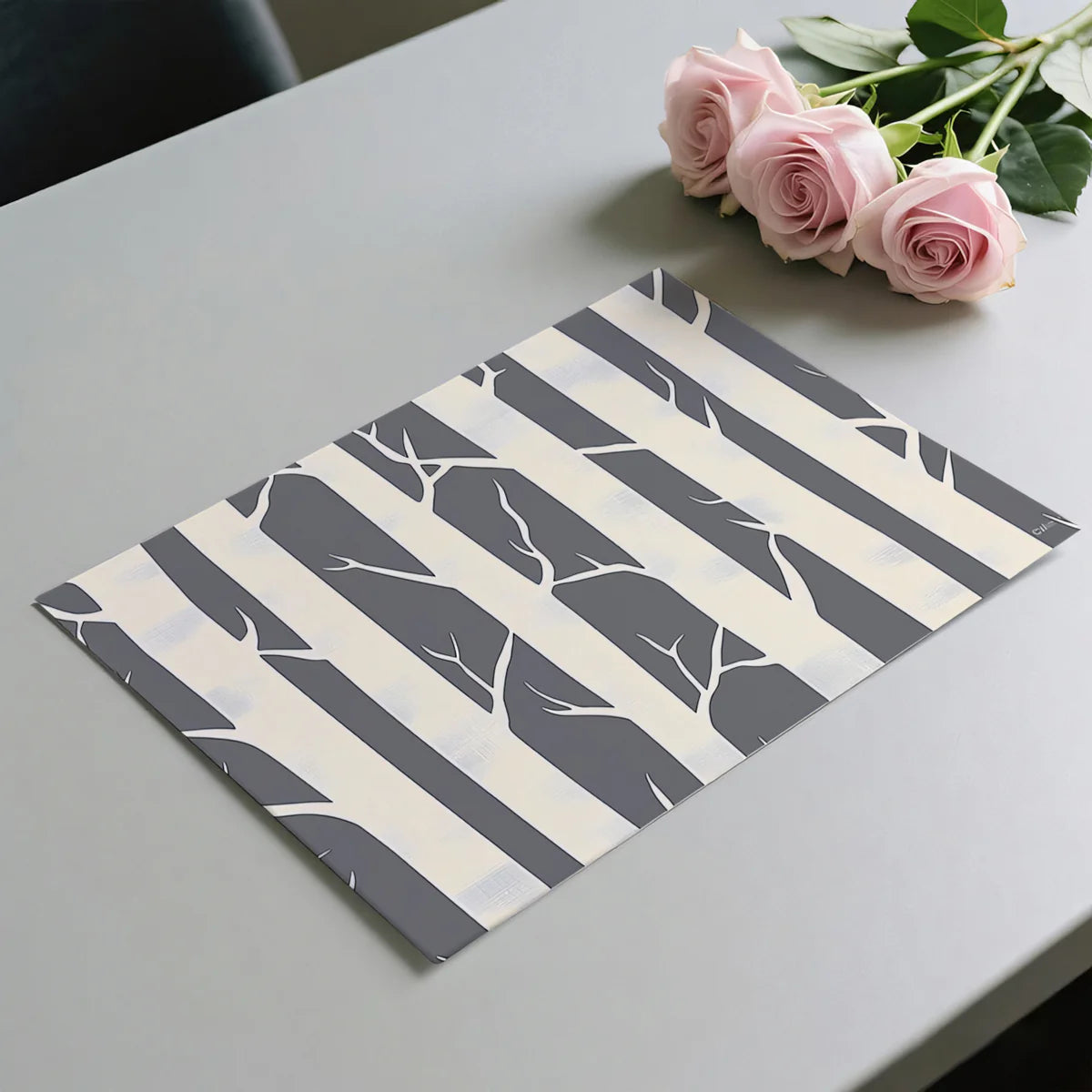 Graphic Birch Forest Mural Wallpaper — Modern Nature Wall Decor Mural Wallpaper - room preview 03