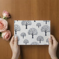 Winter Forest Mural Wallpaper — Whimsical Charcoal and White Tree Art Mural Wallpaper - room preview 03