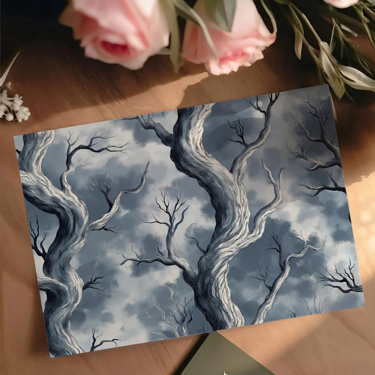 Twisted Winter Forest Mural Wallpaper — Moody Sketch Art Mural Wallpaper - room preview 03
