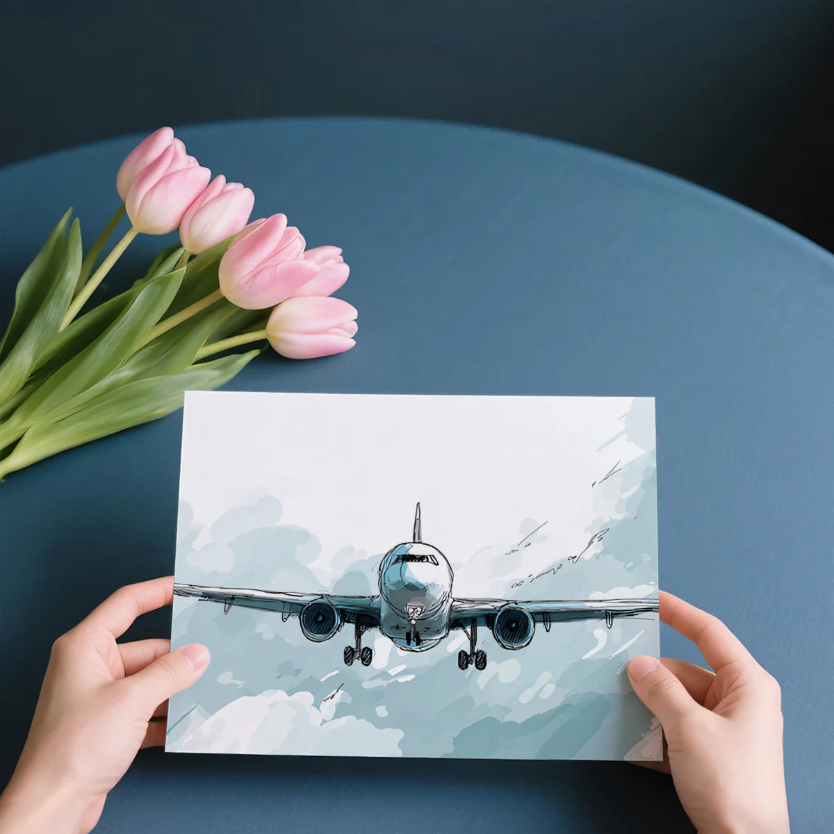 Aviation Sketch Mural Wallpaper — Artistic Watercolor Plane Design Mural Wallpaper - room preview 03