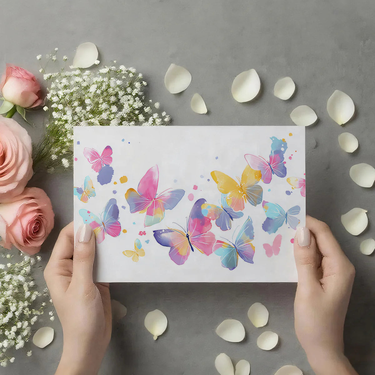Butterfly Swarm Mural Wallpaper — Whimsical Watercolor Art Mural Wallpaper - room preview 03