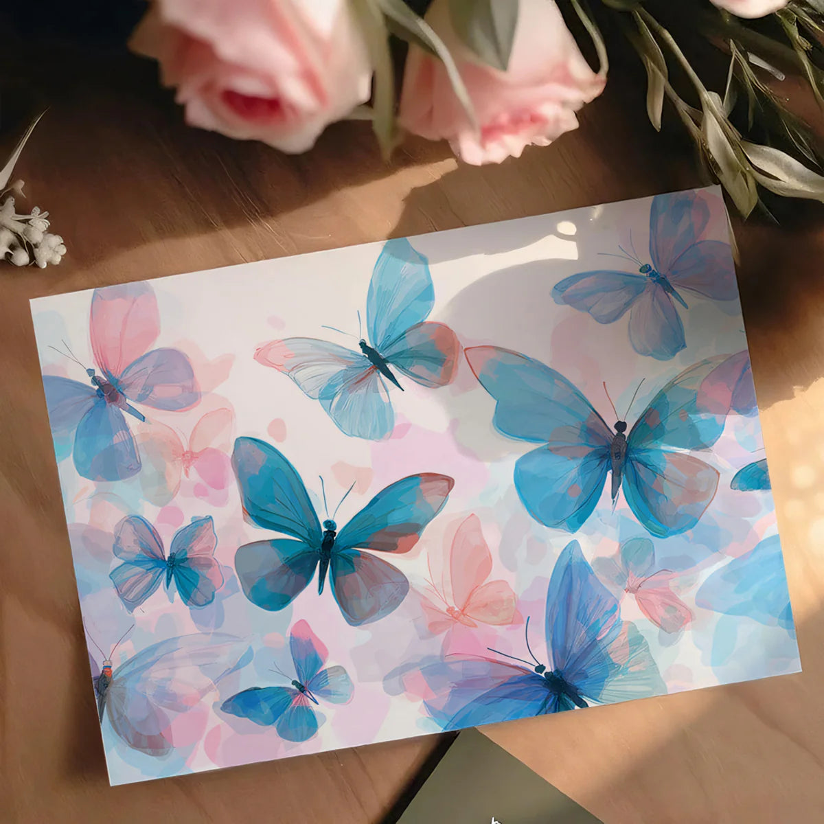 Watercolor Butterfly Swarm Mural Wallpaper — Whimsical Art Mural Wallpaper - room preview 03