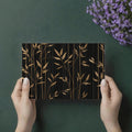 Gilded Bamboo Stalks Mural Wallpaper — Sophisticated Black & Gold Mural Wallpaper - room preview 03