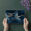 Flying Cranes Mural Wallpaper — Midnight Blue and Gold Mural Wallpaper - room preview 03