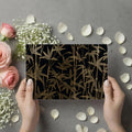 Golden Bamboo Line Art Mural Wallpaper — Sophisticated Dark Decor Mural Wallpaper - room preview 03