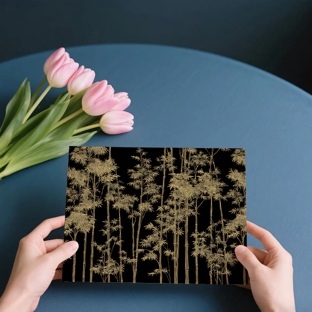 Golden Bamboo Forest Mural Wallpaper — Botanical Dark Academia Mural Wallpaper - room preview 03