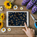 Golden Bamboo Botanical Mural Wallpaper — Midnight Blue Design Mural Wallpaper - room preview 03