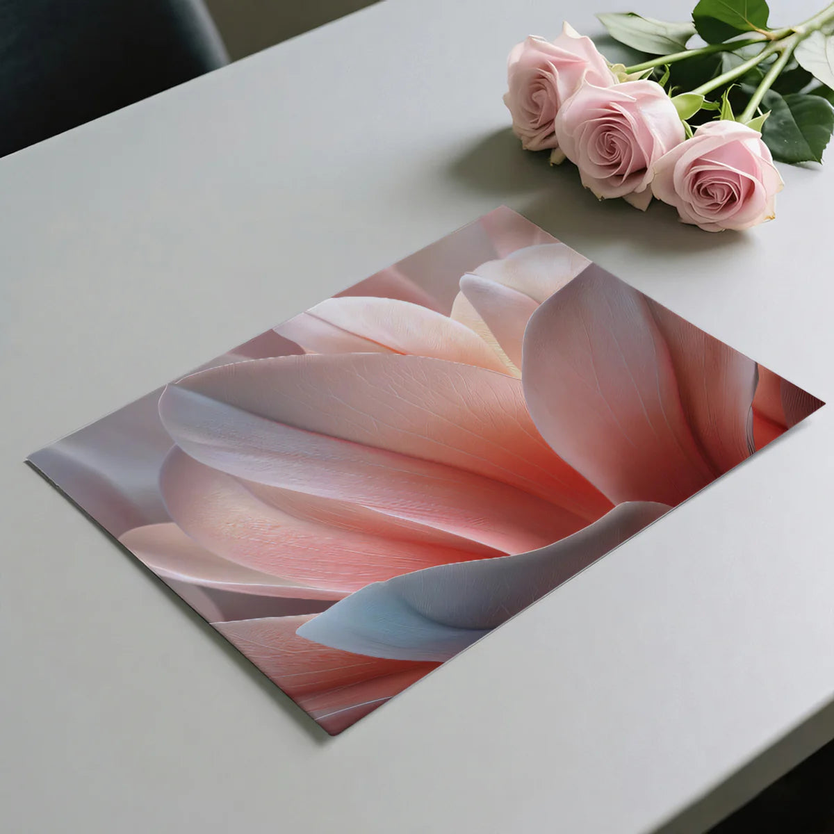 Macro Petal Gradient Mural Wallpaper — Soft Pink Floral Art Mural Wallpaper - room preview 03