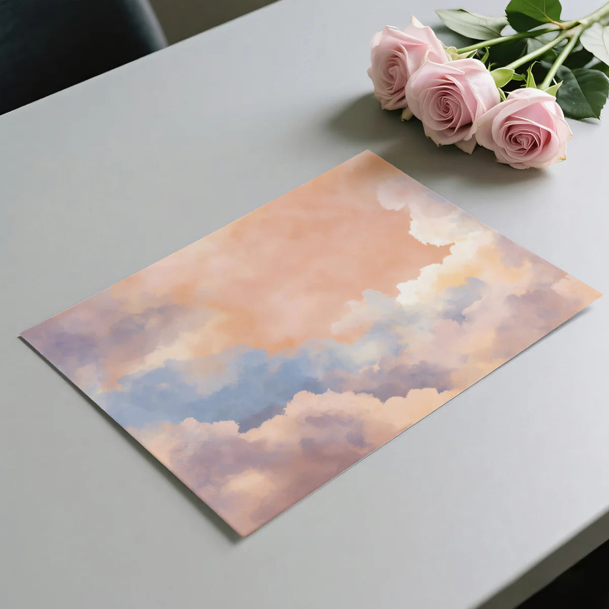Dreamy Sunset Sky Mural Wallpaper — Watercolor Cloud Pattern Mural Wallpaper - room preview 03