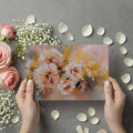 Impressionist Floral Mural Wallpaper — Soft Peach and Golden Hues Mural Wallpaper - room preview 03