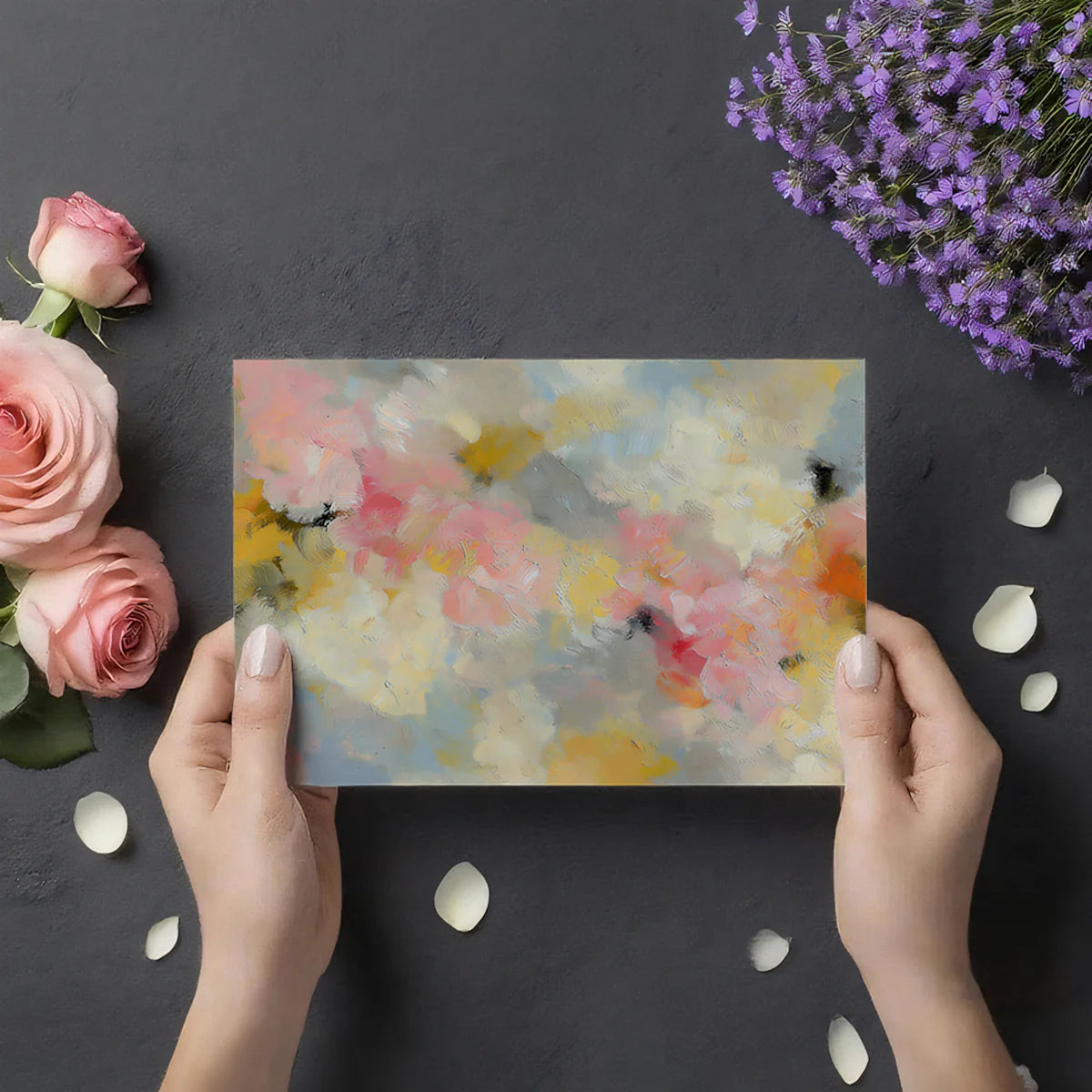 Abstract Impressionist Floral Mural Wallpaper in Soft Pastels Mural Wallpaper - room preview 03