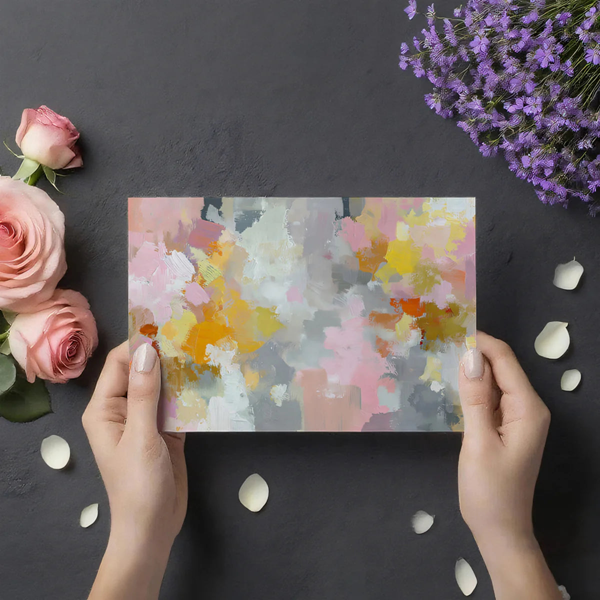 Abstract Impressionist Brushstroke Mural Wallpaper — Multicolored Mural Wallpaper - room preview 03