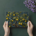 Lemon Tree Damask Mural Wallpaper —Teal and Gold Botanical Mural Wallpaper - room preview 03