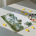 Misty Tropical Mountain Mural Wallpaper — Painterly Palm Design Mural Wallpaper - room preview 03