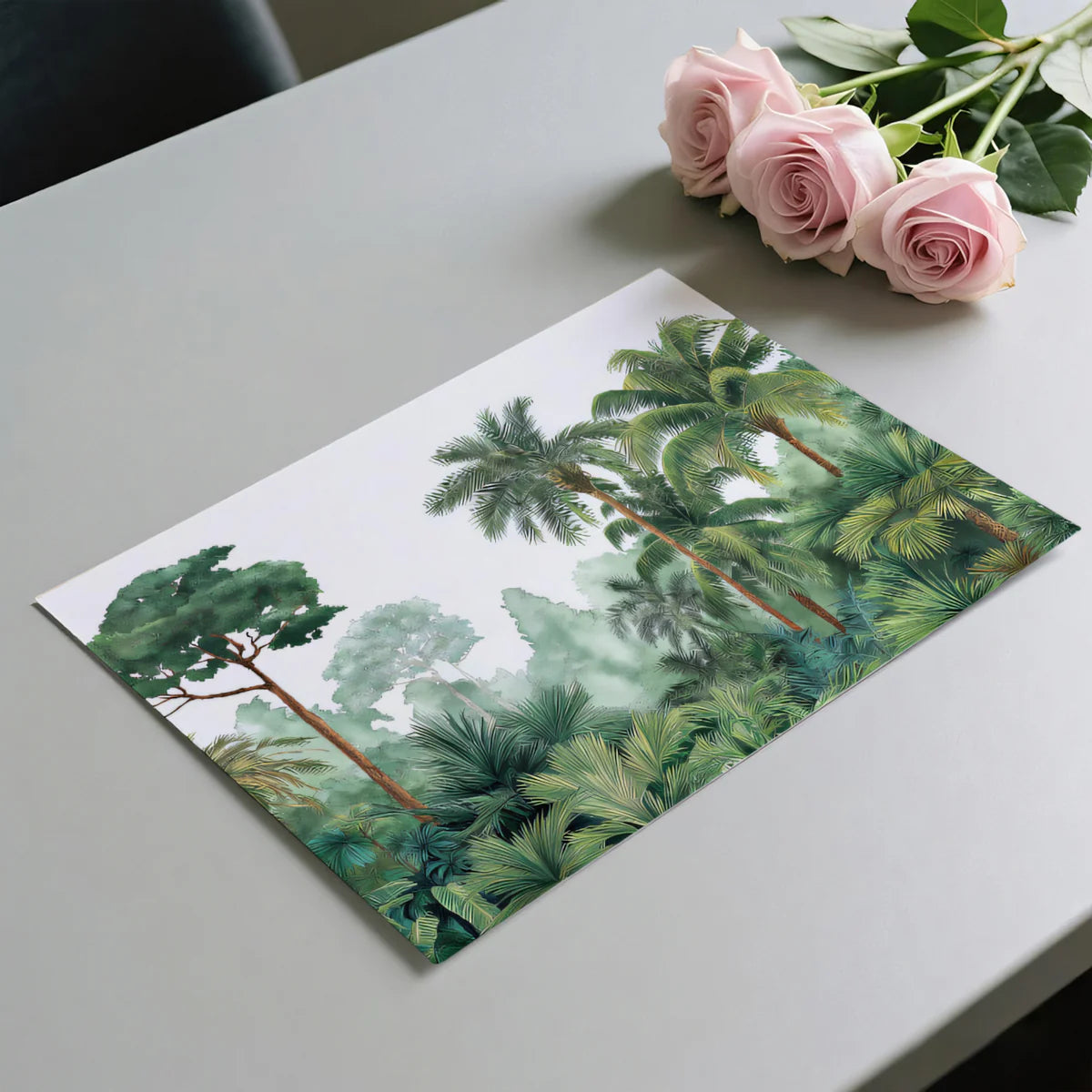 Verdant Jungle Palm Mural Wallpaper — Hand-Painted Botanical Style Mural Wallpaper - room preview 03