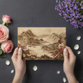 Vintage Chinese River Landscape Mural Wallpaper with Red Florals Mural Wallpaper - room preview 03