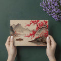 Red Plum Blossom Landscape Mural Wallpaper — Artistic River Scene Mural Wallpaper - room preview 03