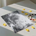 Monochrome Jungle River Mural Wallpaper — Hand-Drawn Tropical Scene Mural Wallpaper - room preview 03
