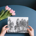 Sketch Forest Mural Wallpaper — Monochrome Woodland Landscape Mural Wallpaper - room preview 03