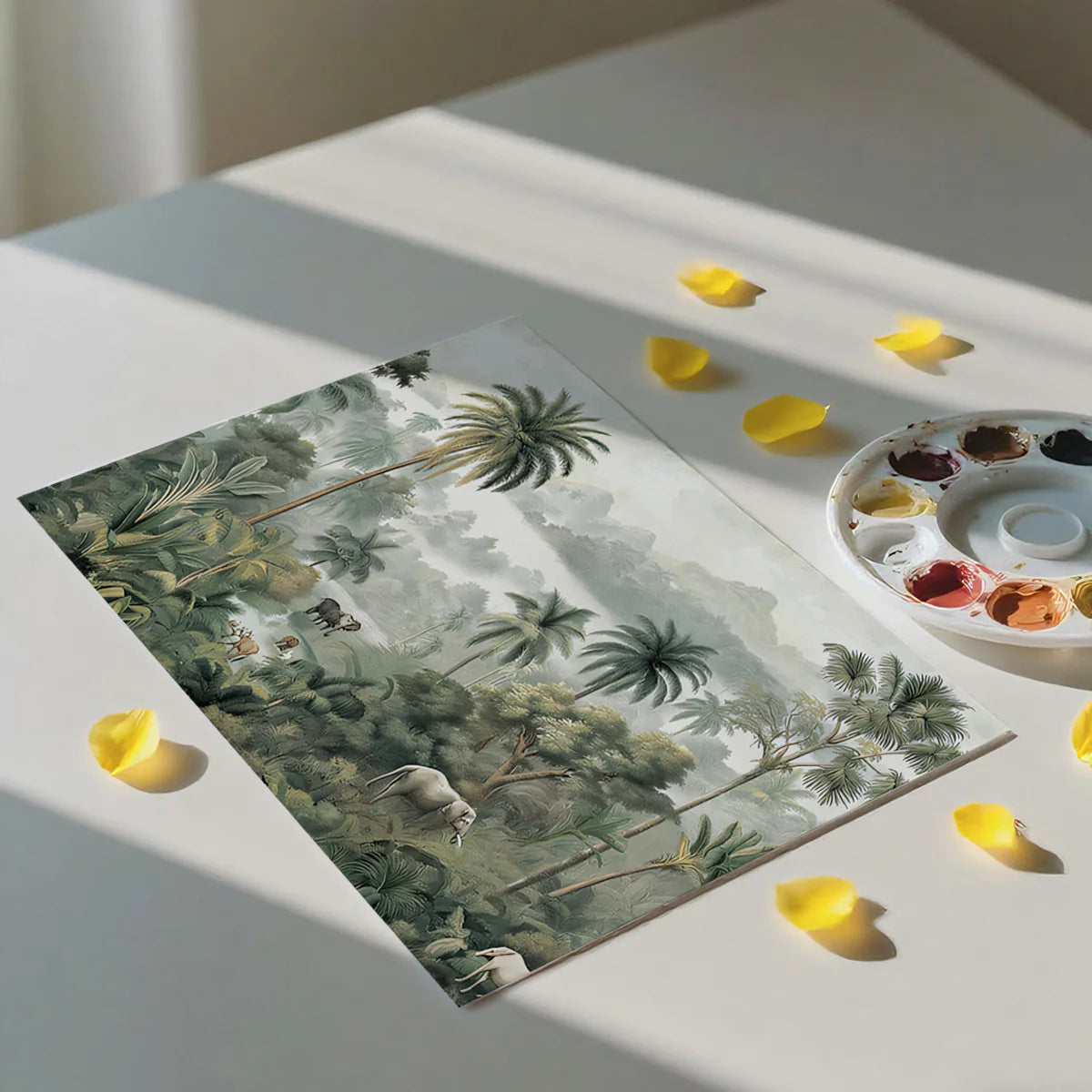 Mist-Covered Tropical Jungle Mural Wallpaper Wildlife Landscape Mural Wallpaper - room preview 03
