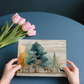 Rustic Autumn Woodland Deer Mural Wallpaper with Wood Grain Texture Mural Wallpaper - room preview 03