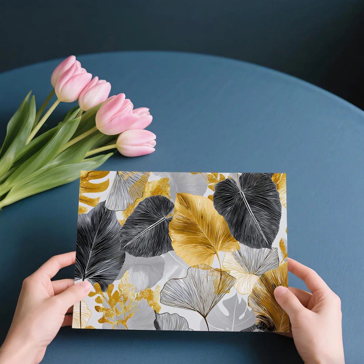 Gilded Tropical Foliage Mural Wallpaper — Modern Luxe Design Mural Wallpaper - room preview 03