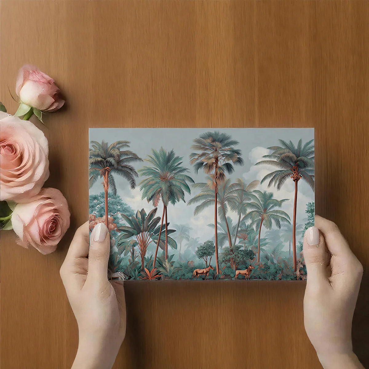 Vintage Tropical Wildlife Mural Wallpaper — Mist Forest Landscape Mural Wallpaper - room preview 03