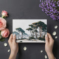 Painterly Pine Forest Mural Wallpaper — Impressionistic Winter Landscape Mural Wallpaper - room preview 03