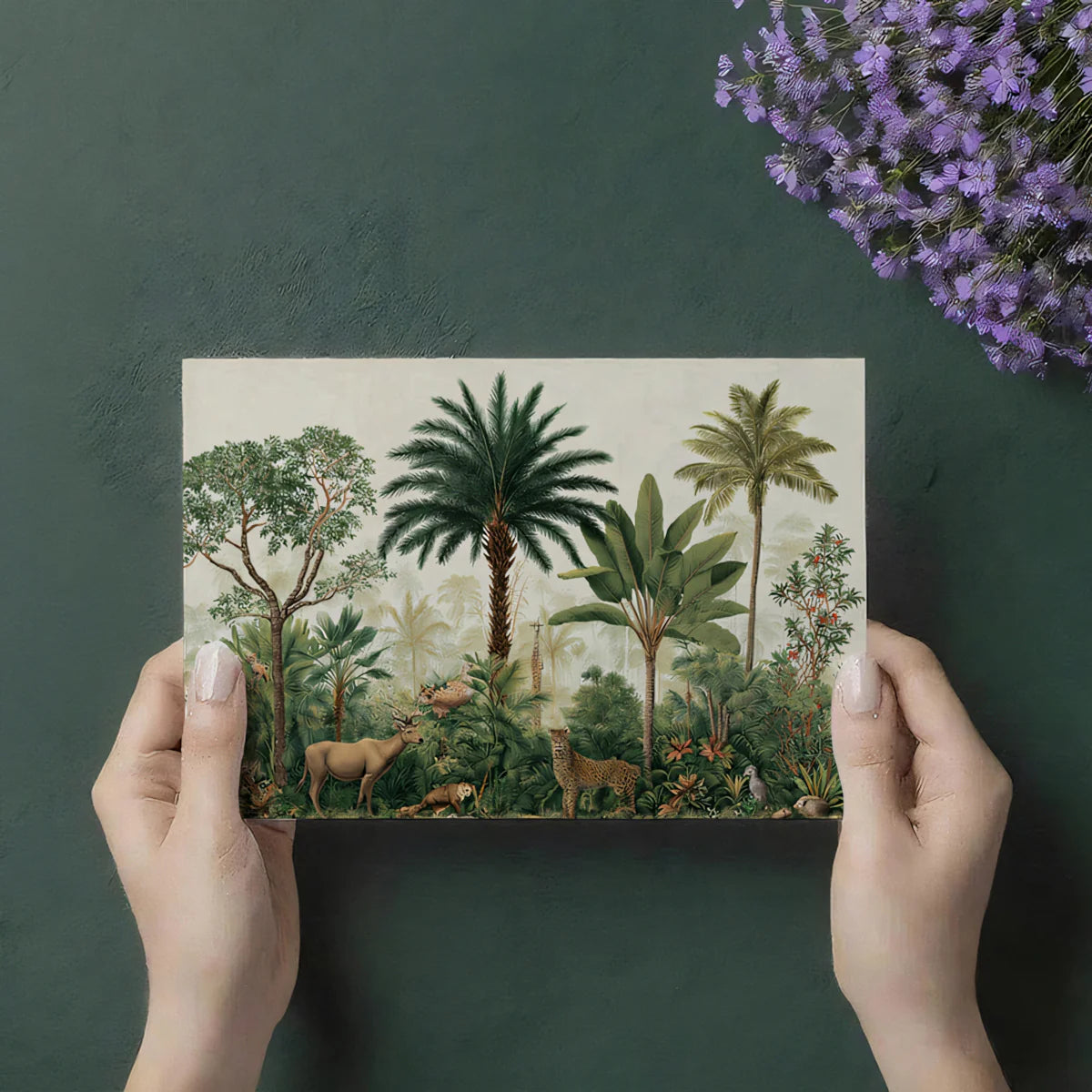 Vintage Tropical Jungle Mural Wallpaper with Exotic Wildlife Mural Wallpaper - room preview 03
