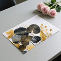 Gilded Botanical Leaf Mural Wallpaper — Modern Gold and Charcoal Mural Wallpaper - room preview 03