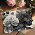 Monochrome Peony Floral Mural Wallpaper — Elegant Black and White Mural Wallpaper - room preview 03