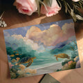 Ethereal Sea Turtle and Cloudscape Mural Wallpaper - room preview 03