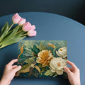 Golden Peonies and Sea Life Mural Wallpaper — Deep Teal Aquatic Scene Mural Wallpaper - room preview 03