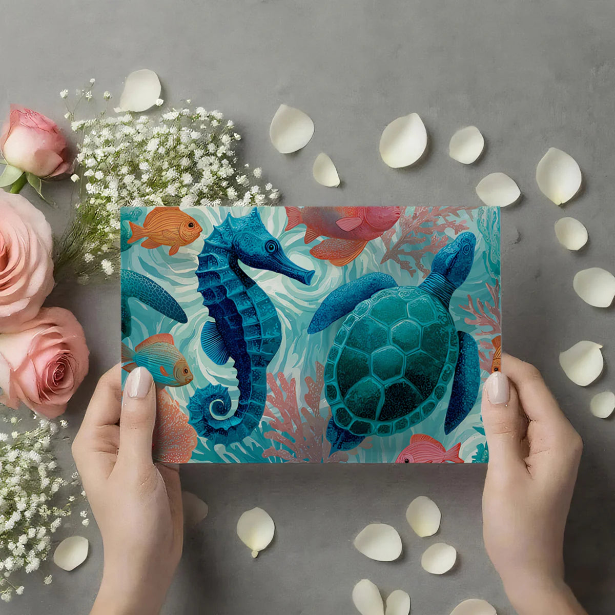 Underwater Sea Life Mural Wallpaper — Whimsical Ocean Scene Mural Wallpaper - room preview 03