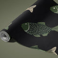 Stylish Fish Pattern Mural Wallpaper Modern Black & White Sea Life Mural Wallpaper - room preview 03