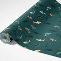 Abstract Shoal Fish Mural Wallpaper — Modern Deep Teal Marine Print Mural Wallpaper - room preview 03